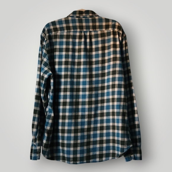J.Crew Men’s Flannel Shirt Classic Fit XL Blue Green Buffalo Check Plaid - Picture 4 of 8
